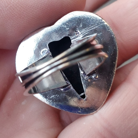 New Huge Heart Shaped Iolite in Sunstone 925 Silver Ring. - Picture 4 of 16